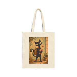 Olie Student Tote Bag — Whimsical Black Cat in Canvas Tote - Image 1