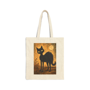 Olie Menopausal Tote Bag — Whimsical Black Cat in Canvas Tote - Image 1