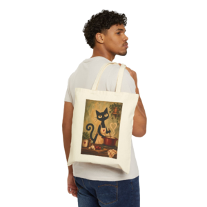 Olie The Cook Tote Bag — Whimsical Black Cat in Canvas Tote - Image 3