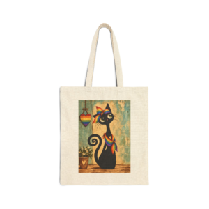Olie LGBT Tote Bag — Whimsical Black Cat in Canvas Tote - Image 1