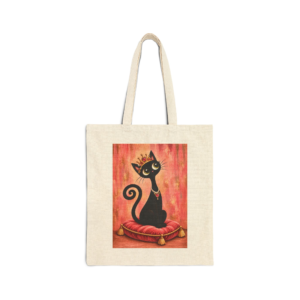 Olie Princess Tote Bag — Whimsical Black Cat in Canvas Tote
