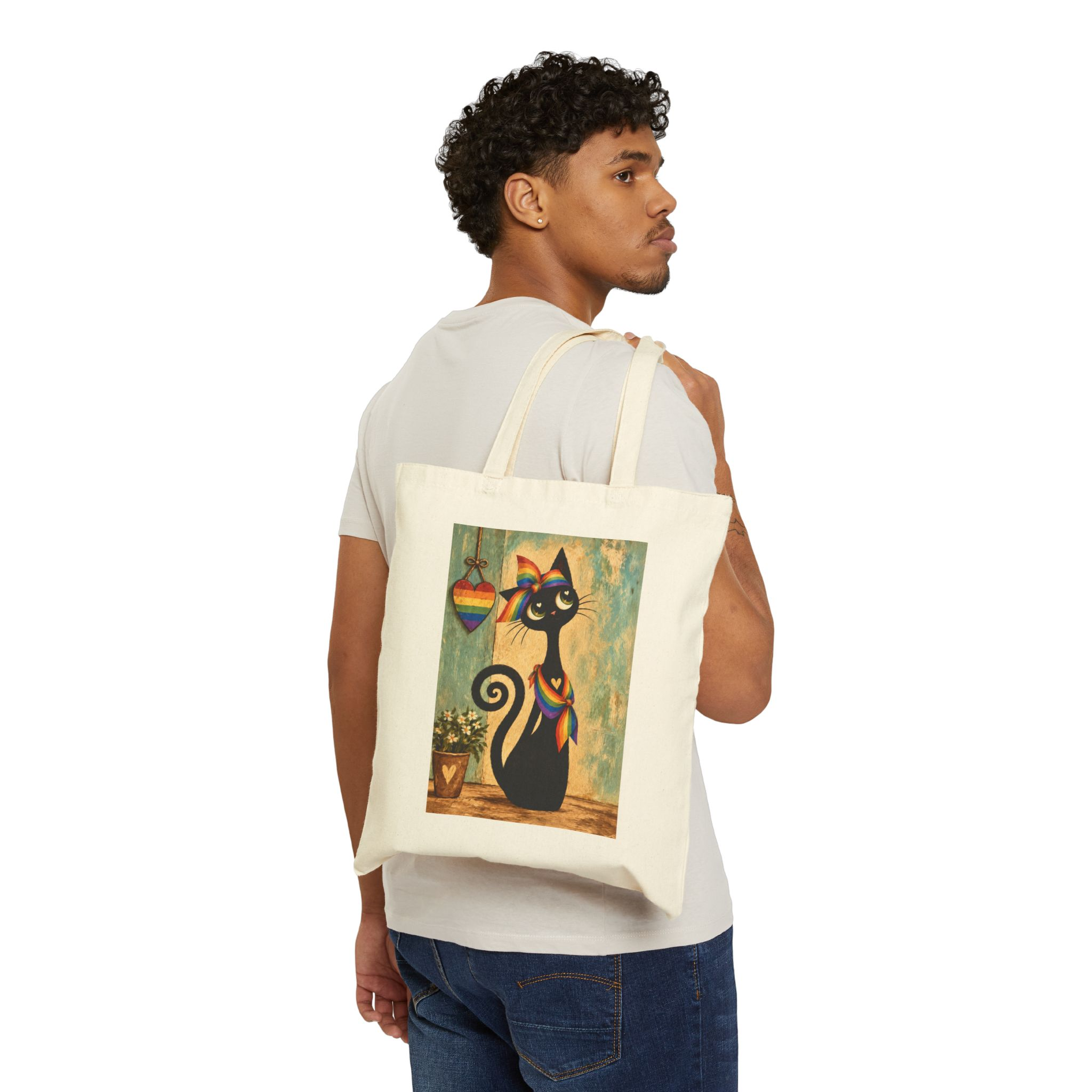 Olie LGBT Tote Bag — Whimsical Black Cat in Canvas Tote - Image 3