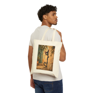Olie Sneeky Tote Bag — Whimsical Black Cat in Canvas Tote - Image 3