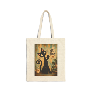Olie Not Today Tote Bag — Whimsical Black Cat in Canvas Tote - Image 1