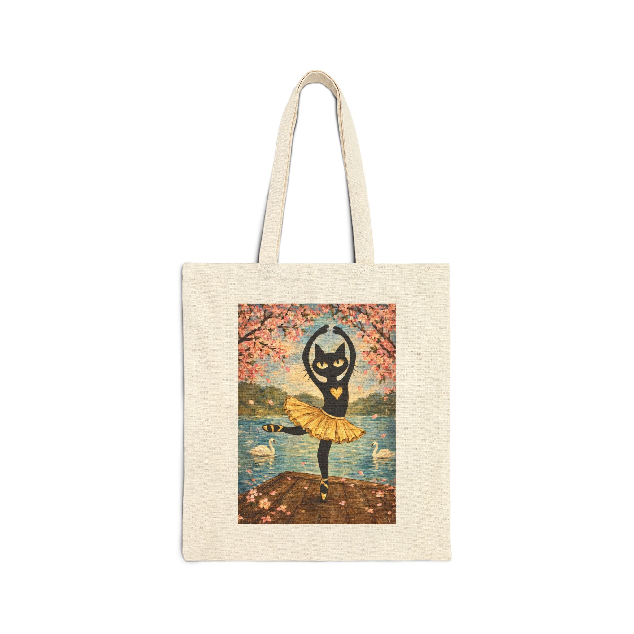 Olie The Ballerina Tote Bag — Whimsical Black Cat in Canvas Tote - Image 1